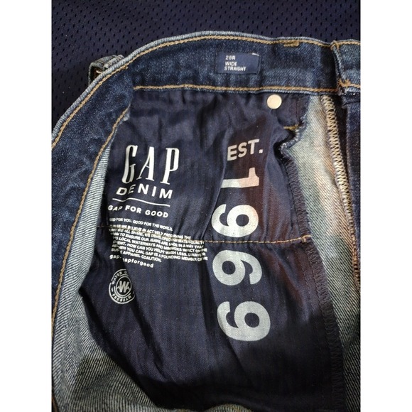 Gap Women's 1969 Blue Denim Jeans Dark Wash Perfect Boot Wide Leg Size 28r - Picture 9 of 10